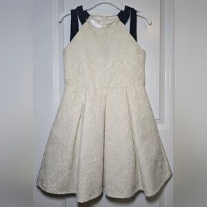 The Children's Place Cream and Black Jacquard Fit & Flare Formal Dress Size 10